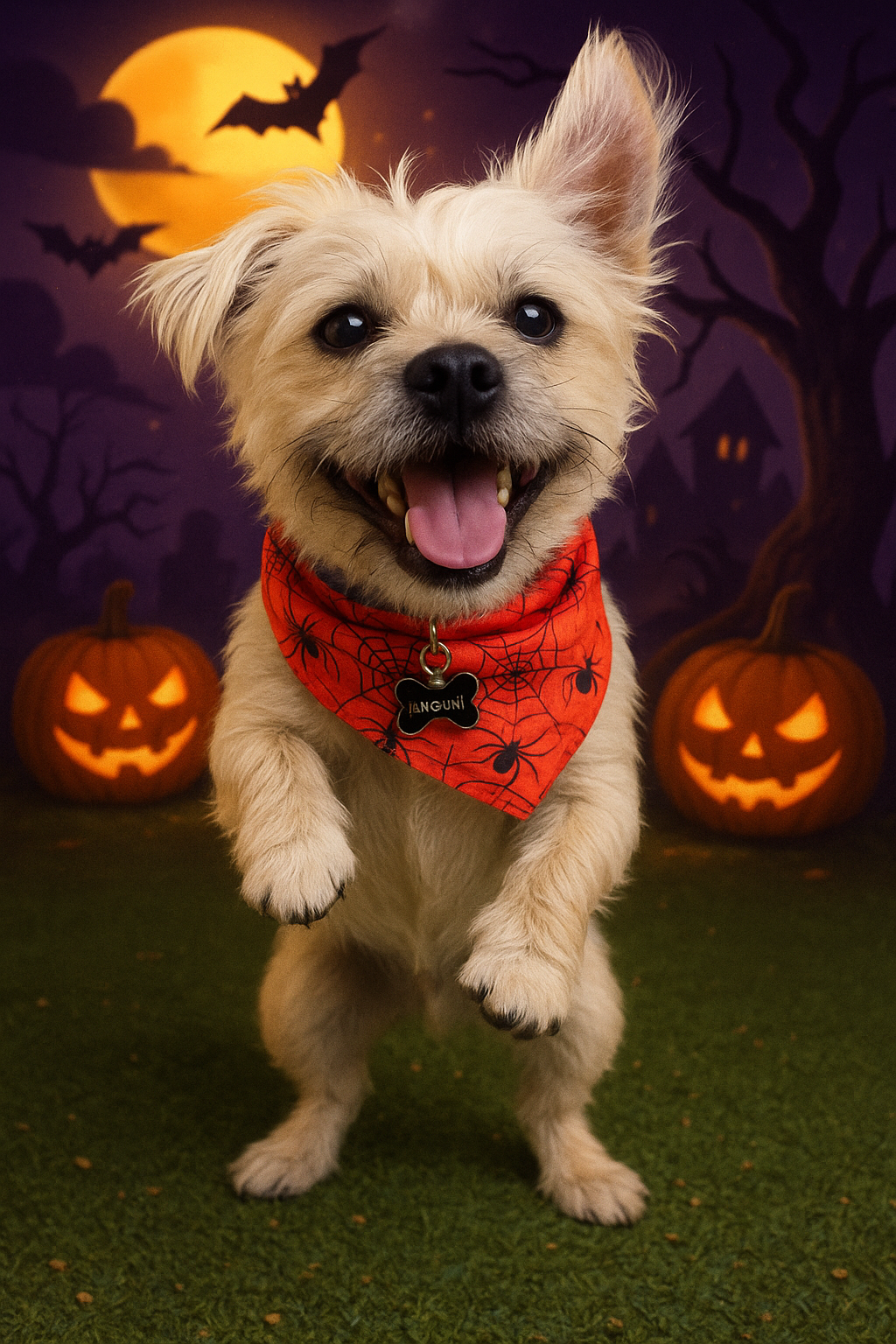 Spooktacular Spider-Themed Puppy Bandanna