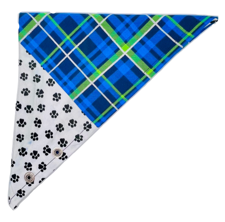 Stylish Plaid & Paw Print Puppy Bandanna