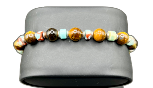 Tiger's Eye and Aqua Beaded Bracelet*