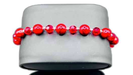 Crimson Elegance Beaded Bracelet**