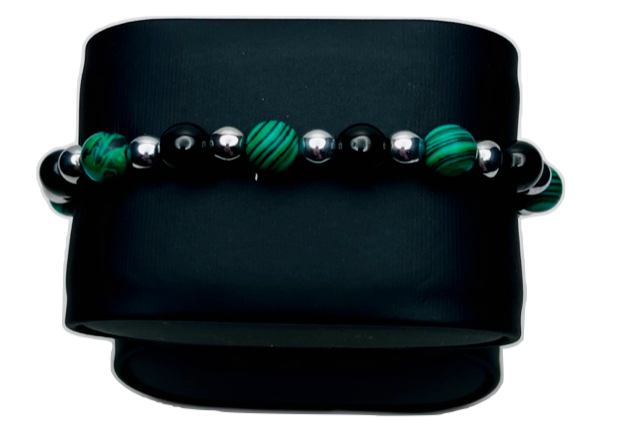 Green and Black Beaded Bracelet