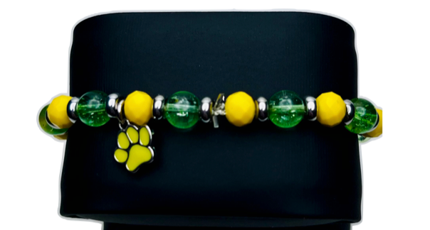 Colorful Green & Yellow Paw Print Bracelet
