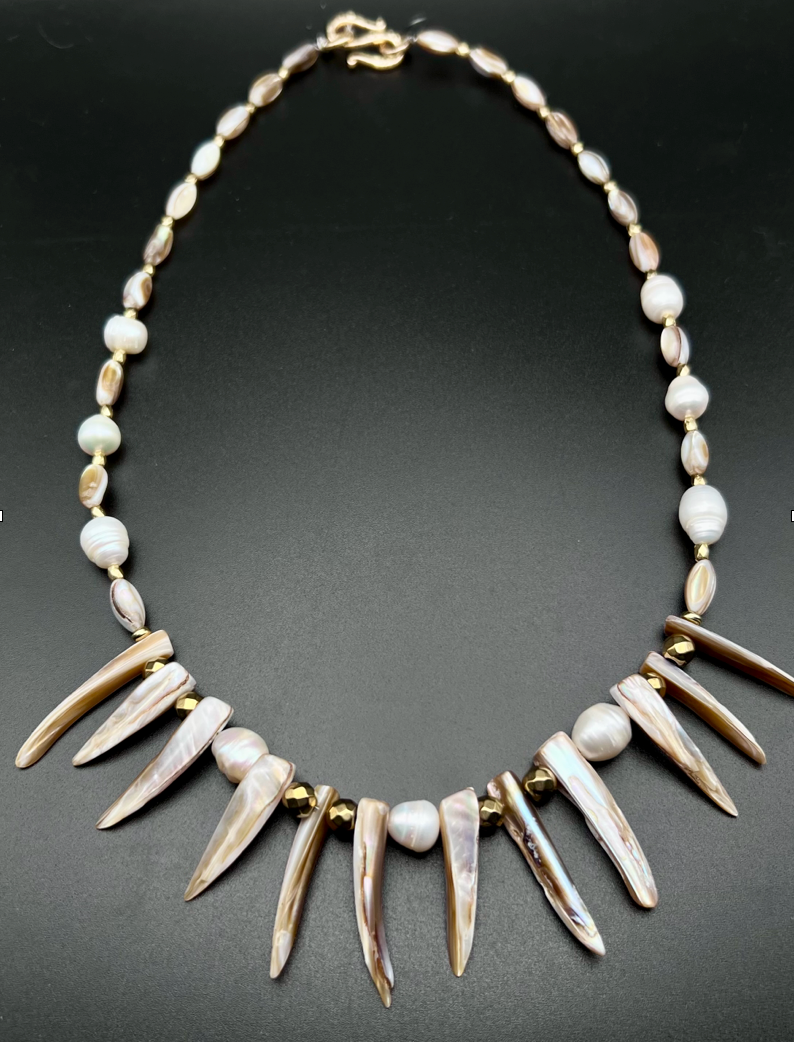 Handcrafted Pearl and Bone Necklace – A Timeless Statement of Elegance!